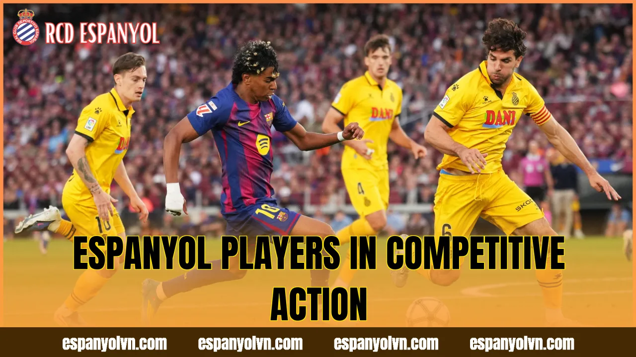 Espanyol players in competitive action
