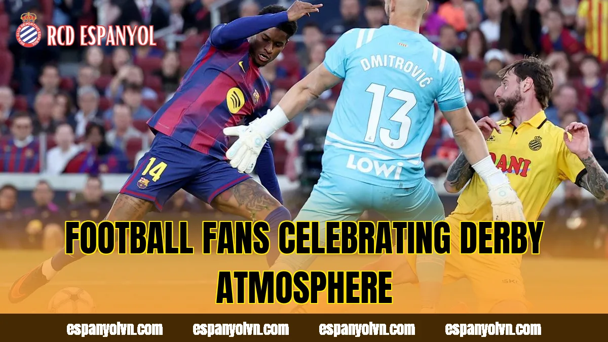 Football fans celebrating derby atmosphere