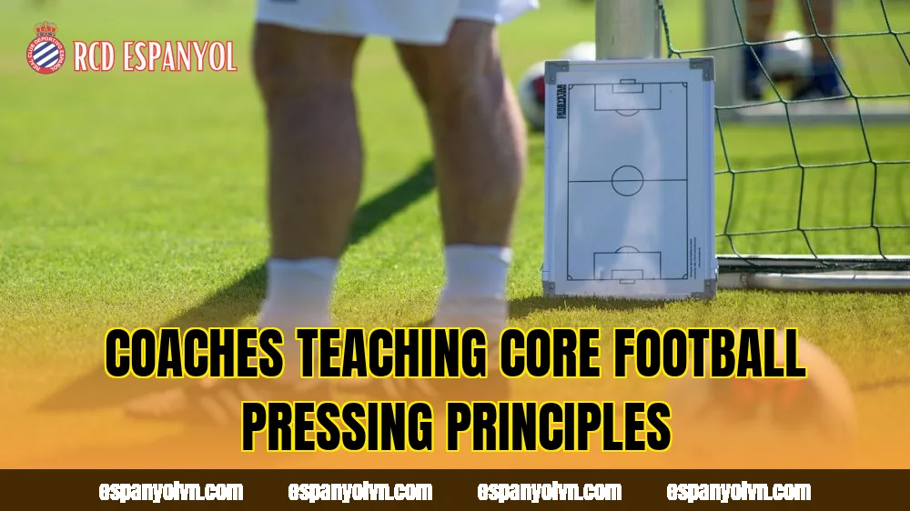 Coaches teaching core football pressing principles