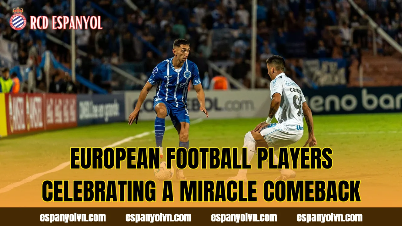 European football players celebrating a miracle comeback