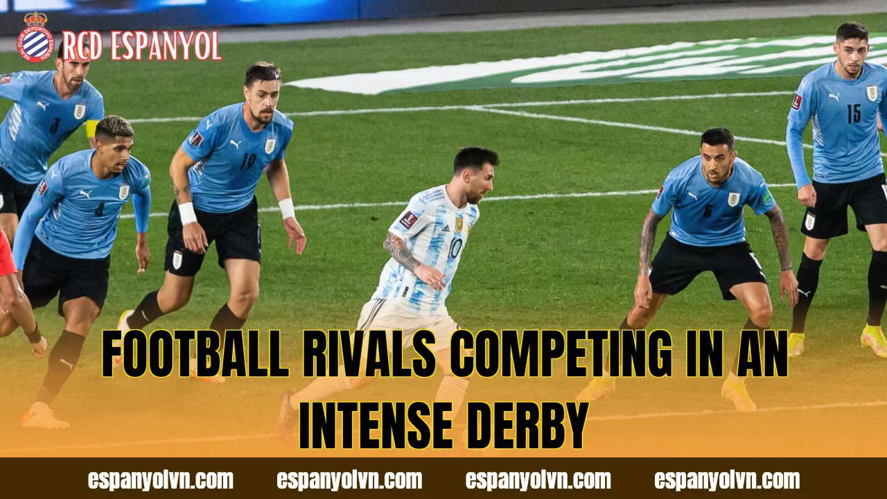 Football rivals competing in an intense derby