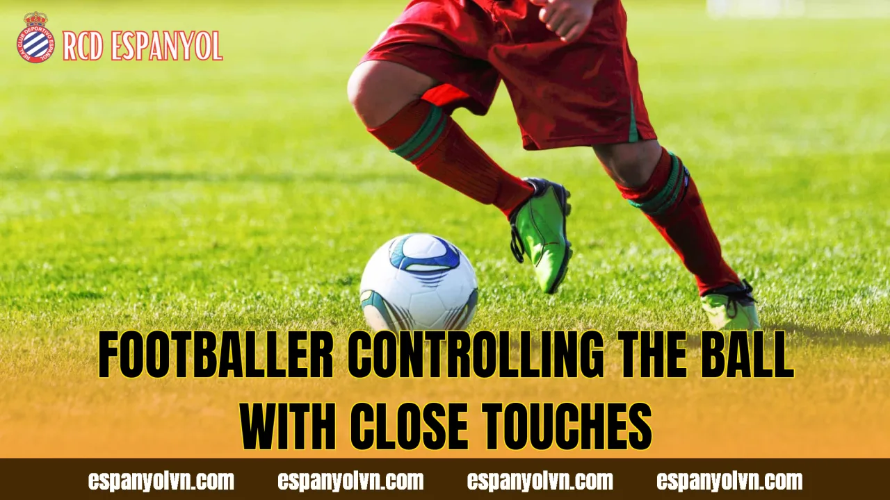 Footballer controlling the ball with close touches