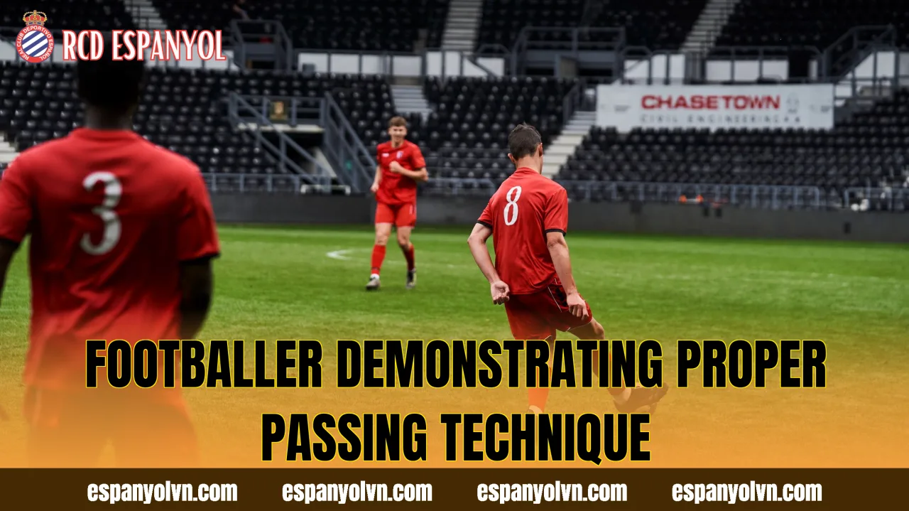 Footballer demonstrating proper passing technique