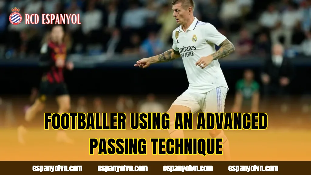 Footballer using an advanced passing technique