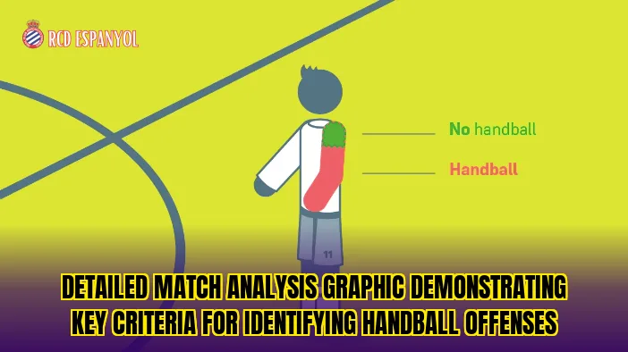 Detailed match analysis graphic demonstrating key criteria for identifying handball offenses