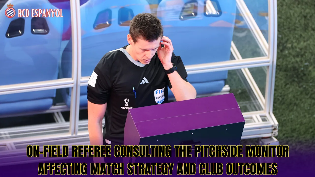 On-field referee consulting the pitchside monitor affecting match strategy and club outcomes