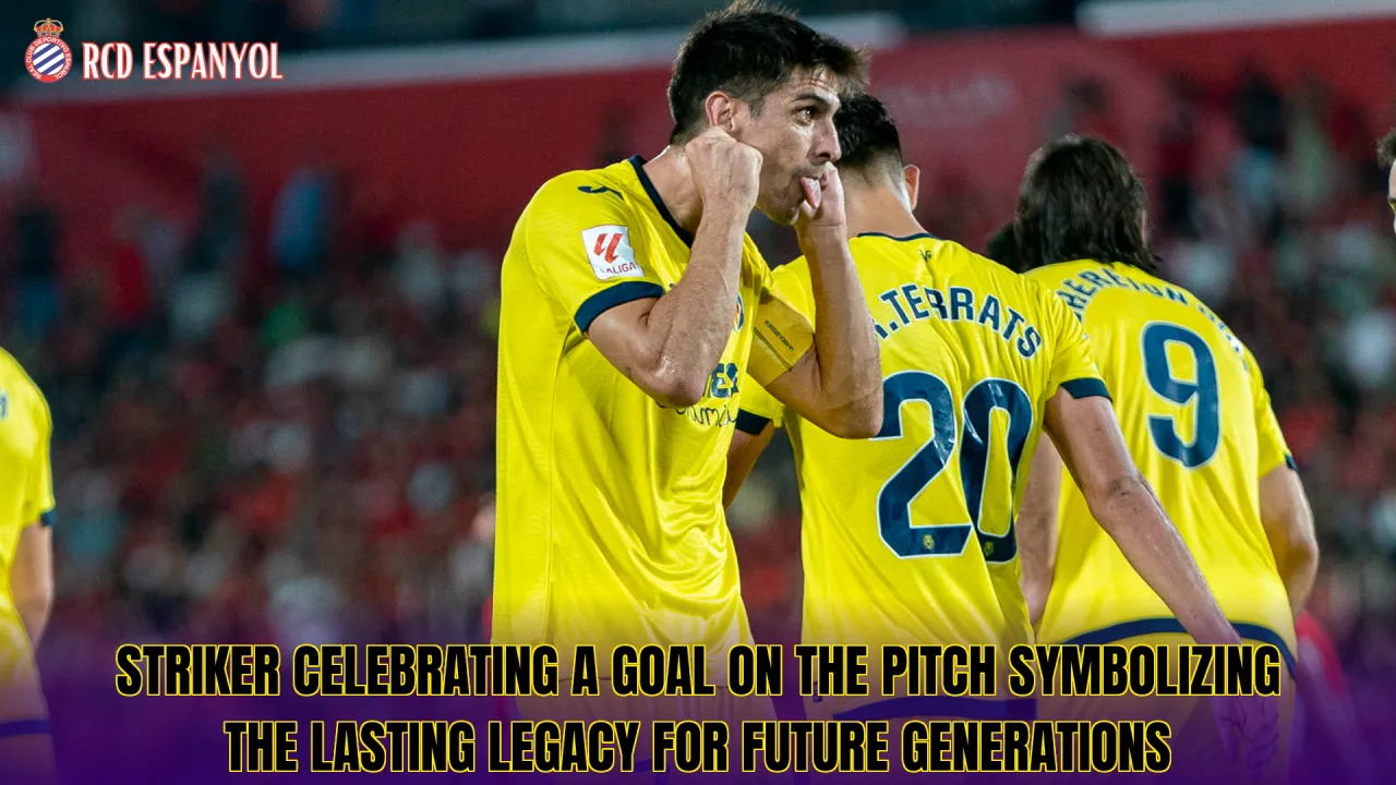Striker celebrating a goal on the pitch symbolizing the lasting legacy for future generations