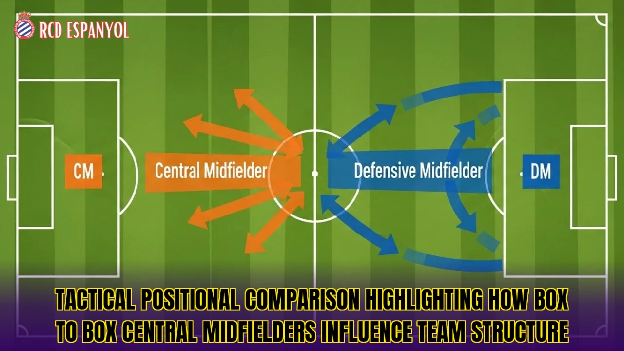 Tactical positional comparison highlighting how box to box central midfielders influence team structure